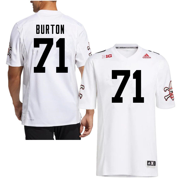Men #71 Maddox Burton Nebraska Cornhuskers College Football Jerseys Sale-White Strategy - Click Image to Close